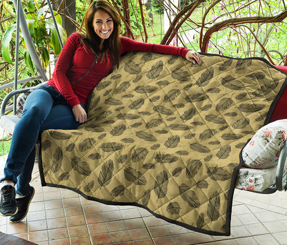 Black And Gold Feather Pattern Print Quilt