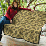 Black And Gold Feather Pattern Print Quilt