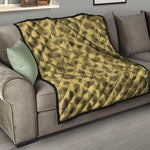 Black And Gold Feather Pattern Print Quilt