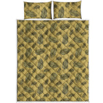 Black And Gold Feather Pattern Print Quilt Bed Set