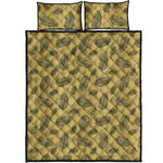 Black And Gold Feather Pattern Print Quilt Bed Set