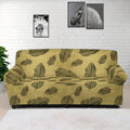 Black And Gold Feather Pattern Print Sofa Cover
