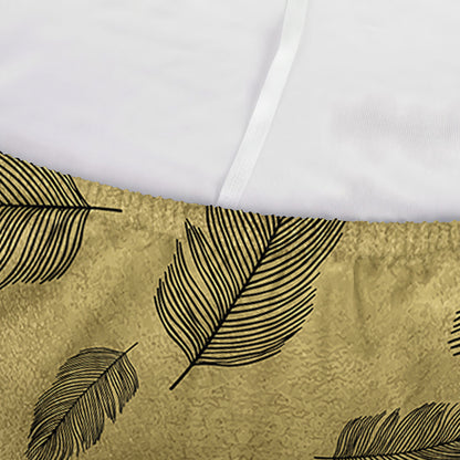 Black And Gold Feather Pattern Print Sofa Cover