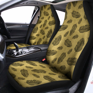 Black And Gold Feather Pattern Print Universal Fit Car Seat Covers