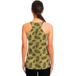 Black And Gold Feather Pattern Print Women's Racerback Tank Top