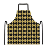 Black And Gold Harlequin Pattern Print Apron