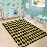 Black And Gold Harlequin Pattern Print Area Rug