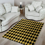 Black And Gold Harlequin Pattern Print Area Rug