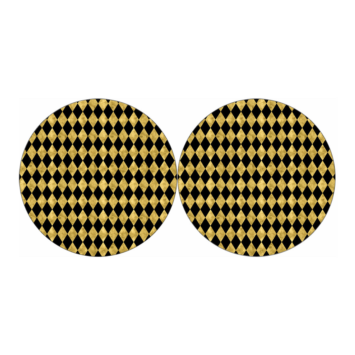 Black And Gold Harlequin Pattern Print Car Coasters