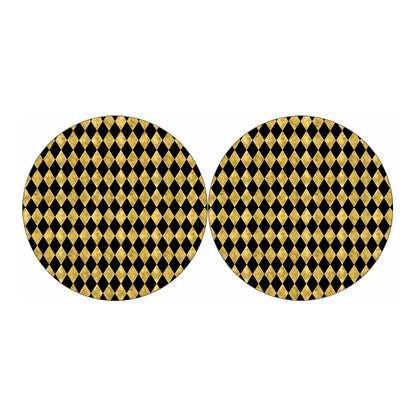 Black And Gold Harlequin Pattern Print Car Coasters