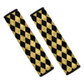 Black And Gold Harlequin Pattern Print Car Seat Belt Covers