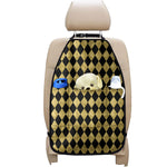 Black And Gold Harlequin Pattern Print Car Seat Organizers