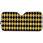 Black And Gold Harlequin Pattern Print Car Sun Shade