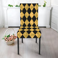 Black And Gold Harlequin Pattern Print Dining Chair Slipcover