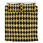 Black And Gold Harlequin Pattern Print Duvet Cover Bedding Set