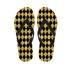 Black And Gold Harlequin Pattern Print Flip Flops