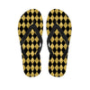 Black And Gold Harlequin Pattern Print Flip Flops