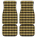 Black And Gold Harlequin Pattern Print Front and Back Car Floor Mats