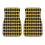 Black And Gold Harlequin Pattern Print Front Car Floor Mats