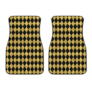 Black And Gold Harlequin Pattern Print Front Car Floor Mats