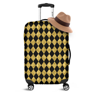 Black And Gold Harlequin Pattern Print Luggage Cover