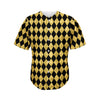 Black And Gold Harlequin Pattern Print Men's Baseball Jersey