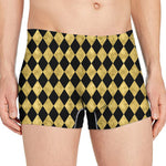 Black And Gold Harlequin Pattern Print Men's Boxer Briefs