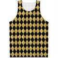Black And Gold Harlequin Pattern Print Men's Tank Top