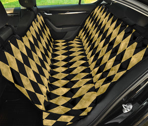 Black And Gold Harlequin Pattern Print Pet Car Back Seat Cover