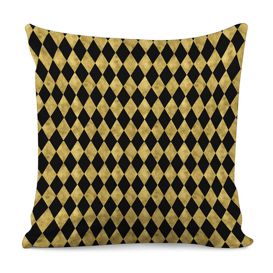 Black And Gold Harlequin Pattern Print Pillow Cover