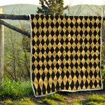 Black And Gold Harlequin Pattern Print Quilt