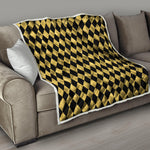 Black And Gold Harlequin Pattern Print Quilt