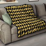 Black And Gold Harlequin Pattern Print Quilt