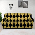 Black And Gold Harlequin Pattern Print Sofa Cover
