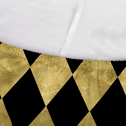 Black And Gold Harlequin Pattern Print Sofa Cover