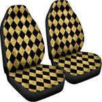 Black And Gold Harlequin Pattern Print Universal Fit Car Seat Covers