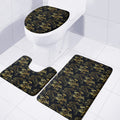 Black And Gold Japanese Tiger Print 3 Piece Bath Mat Set