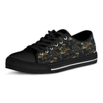 Black And Gold Japanese Tiger Print Black Low Top Shoes