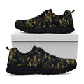 Black And Gold Japanese Tiger Print Black Running Shoes