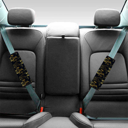 Black And Gold Japanese Tiger Print Car Seat Belt Covers