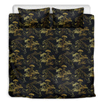 Black And Gold Japanese Tiger Print Duvet Cover Bedding Set