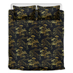 Black And Gold Japanese Tiger Print Duvet Cover Bedding Set