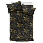 Black And Gold Japanese Tiger Print Duvet Cover Bedding Set