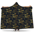 Black And Gold Japanese Tiger Print Hooded Blanket