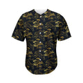 Black And Gold Japanese Tiger Print Men's Baseball Jersey