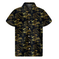 Black And Gold Japanese Tiger Print Men's Short Sleeve Shirt