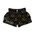 Black And Gold Japanese Tiger Print Muay Thai Boxing Shorts
