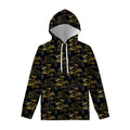 Black And Gold Japanese Tiger Print Pullover Hoodie