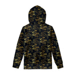 Black And Gold Japanese Tiger Print Pullover Hoodie