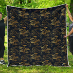 Black And Gold Japanese Tiger Print Quilt